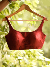 Minimal Padded Red Blouse – Slaveless Boutique-Made Elegance - Raw Silk