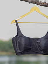 Minimal Padded Black Blouse – Sleveless Boutique-Made Elegance - Raw Silk