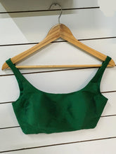 Minimal Padded Green Blouse – Sleveless Boutique-Made Elegance - Raw Silk