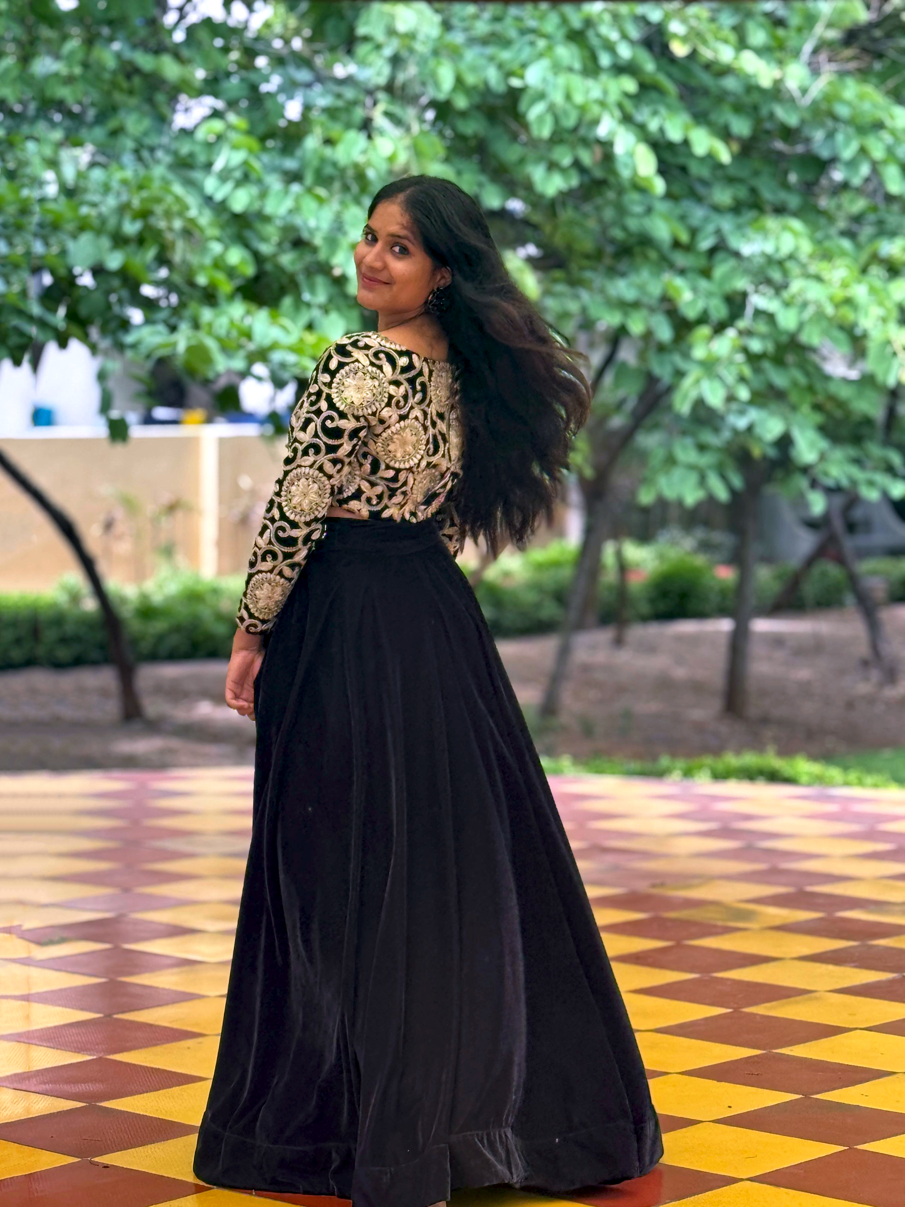 Black Premium Soft Velvet Lehenga with Heavy Embroidered Blouse – Handcrafted Luxury Statement Wear