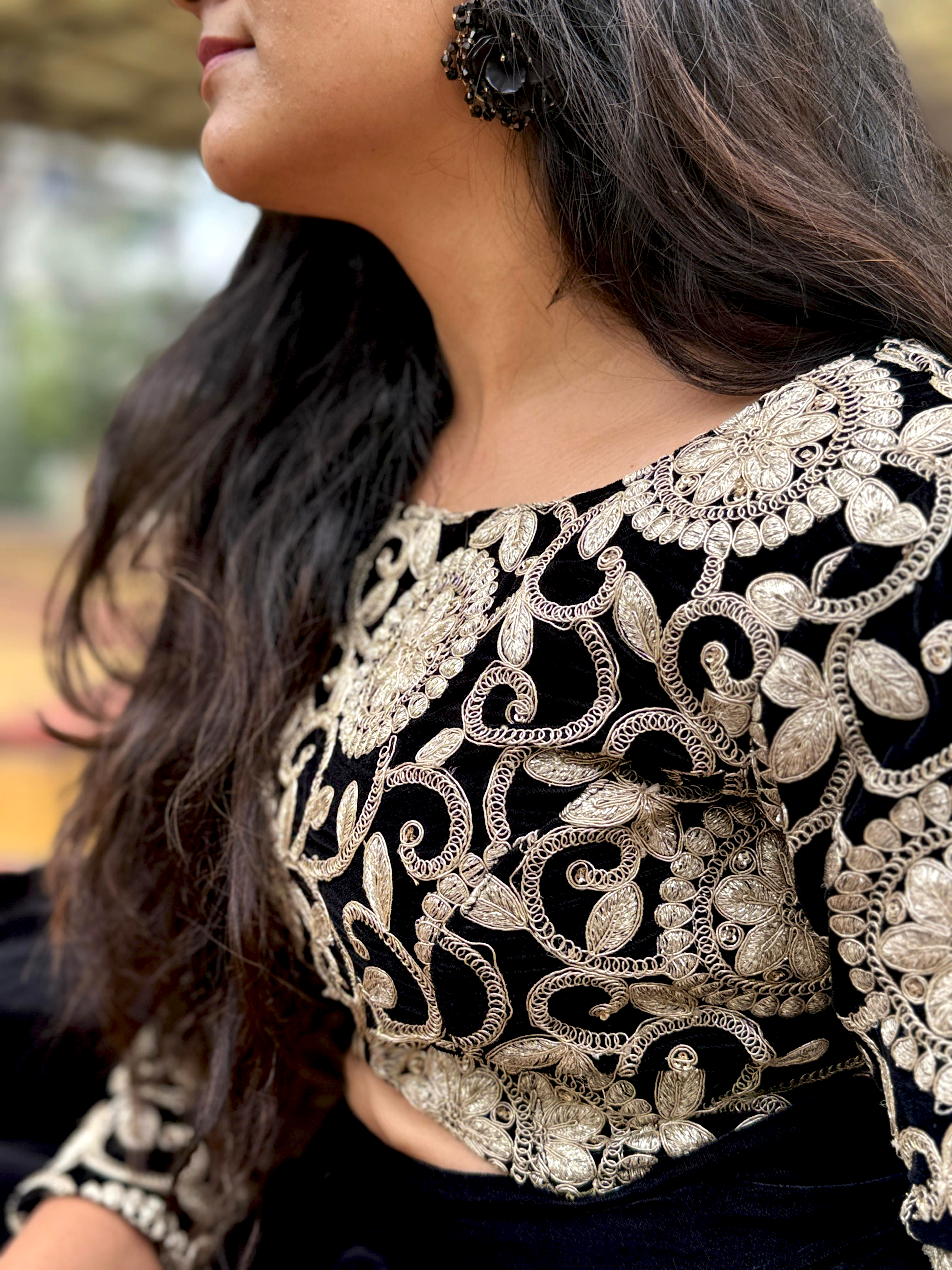 Black Premium Soft Velvet Lehenga with Heavy Embroidered Blouse – Handcrafted Luxury Statement Wear