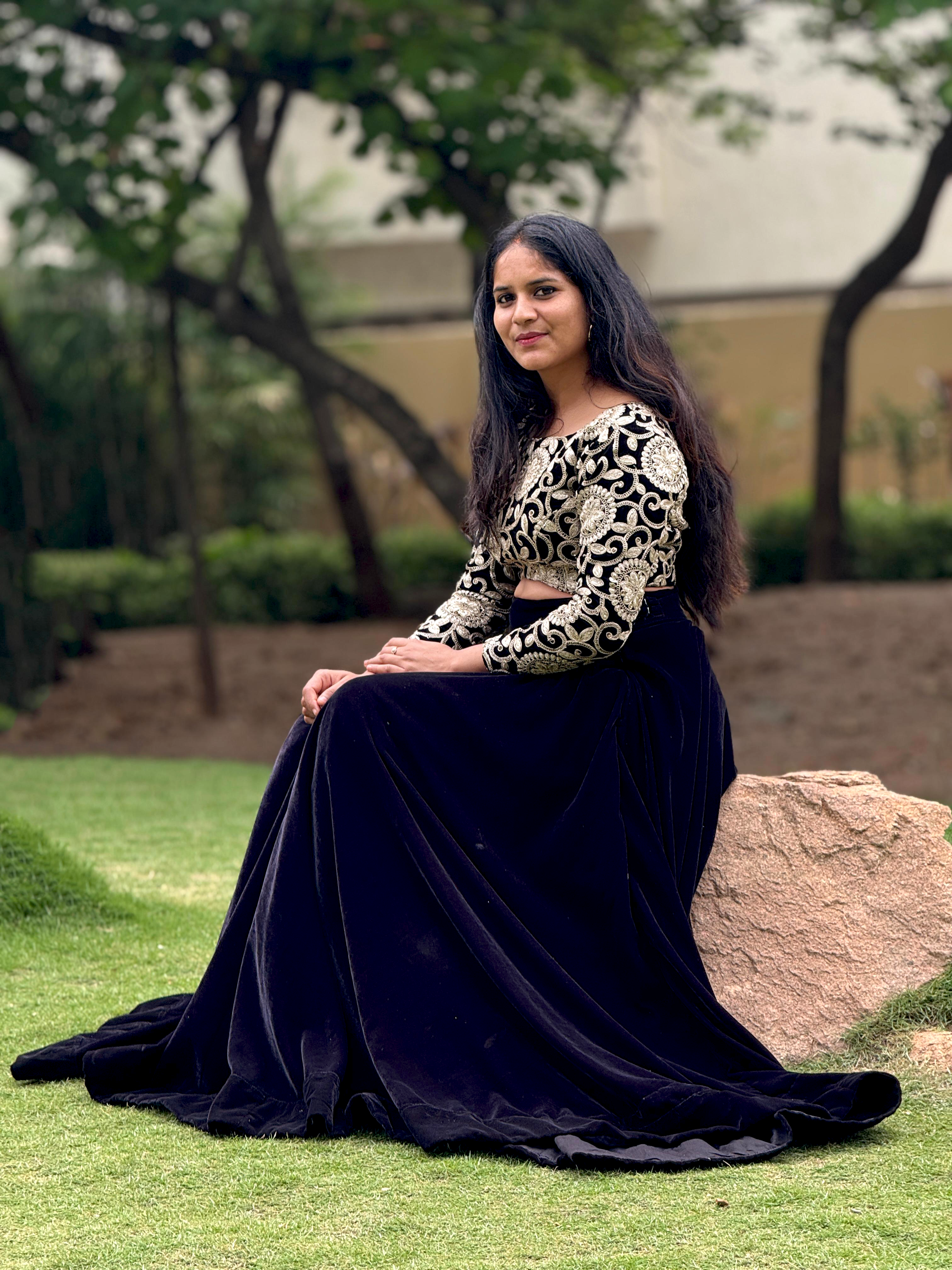 Black Premium Soft Velvet Lehenga with Heavy Embroidered Blouse – Handcrafted Luxury Statement Wear