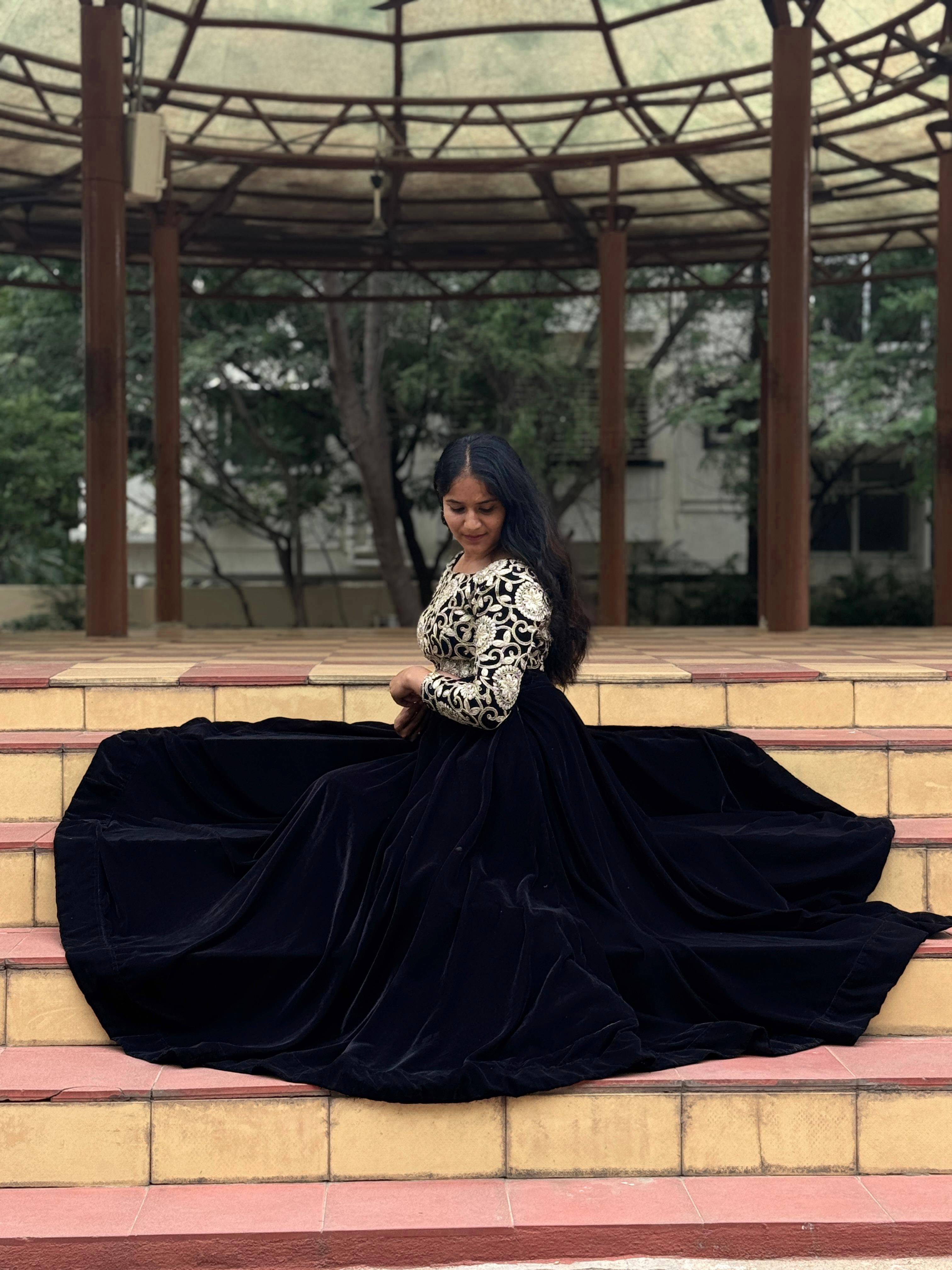 Black Premium Soft Velvet Lehenga with Heavy Embroidered Blouse – Handcrafted Luxury Statement Wear