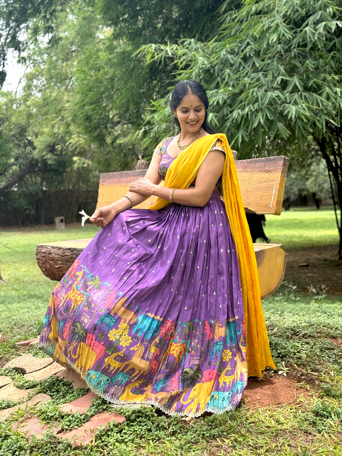 Regal Purple Handcrafted Kalamkari Lehenga – Luxury Hand-Printed, Artisan-Crafted Statement Wear