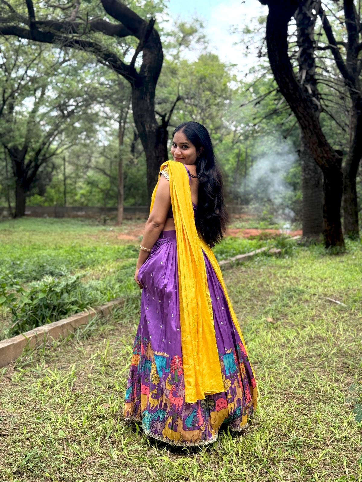 Regal Purple Handcrafted Kalamkari Lehenga – Luxury Hand-Printed, Artisan-Crafted Statement Wear