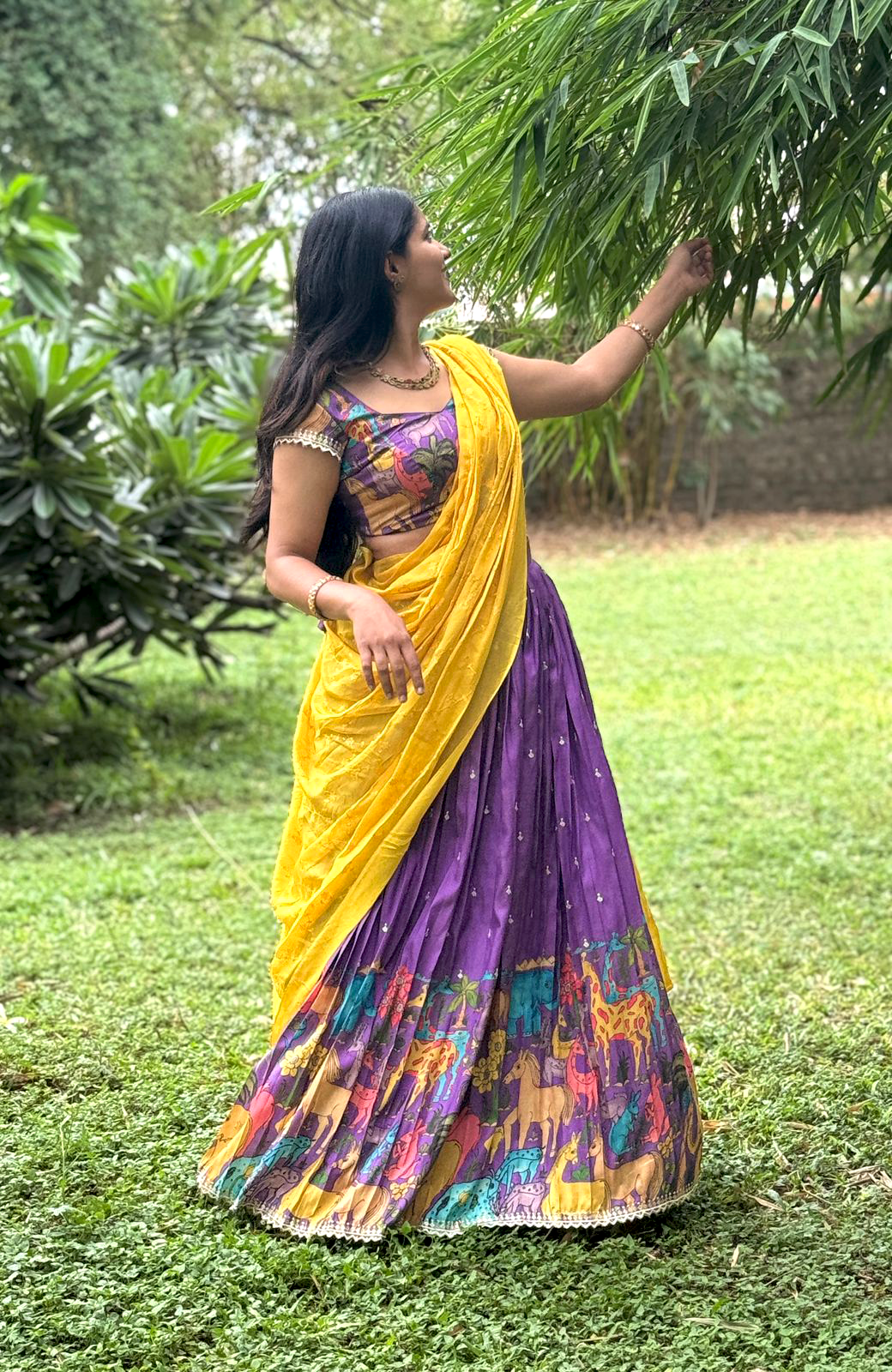 Regal Purple Handcrafted Kalamkari Lehenga – Luxury Hand-Printed, Artisan-Crafted Statement Wear