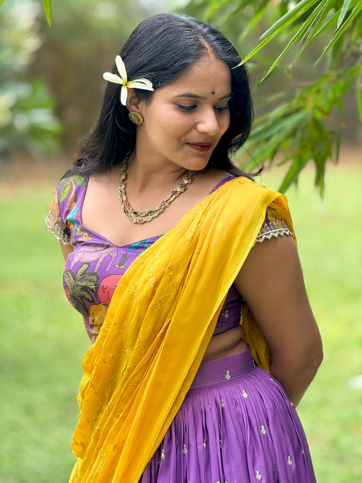Regal Purple Handcrafted Kalamkari Lehenga – Luxury Hand-Printed, Artisan-Crafted Statement Wear
