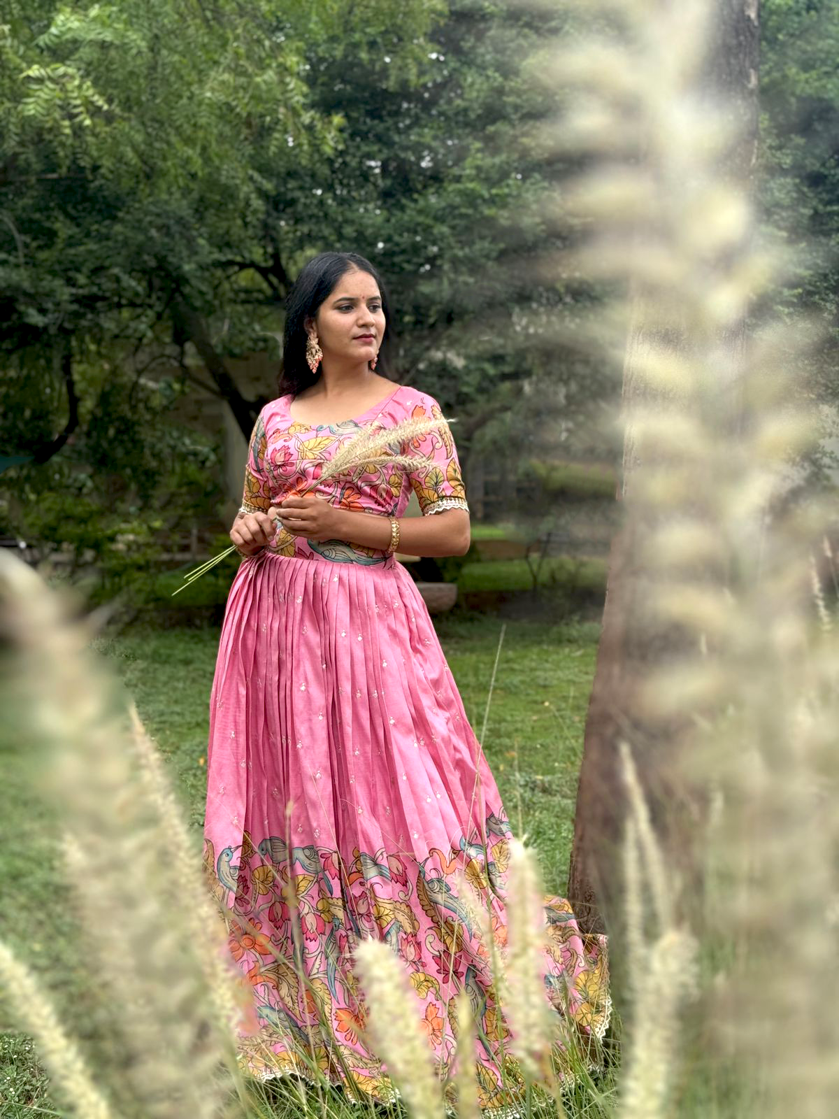 Radiant Light Pink Kalamkari Lehenga – Premium Handcrafted, Hand-Printed Luxury Attire