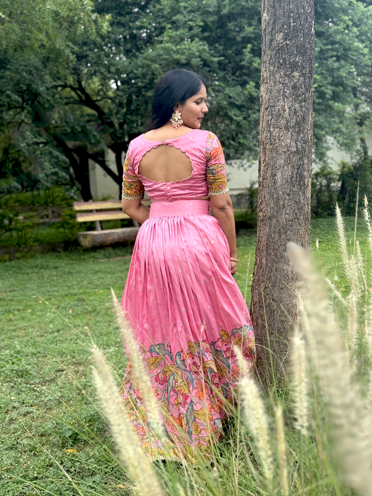 Radiant Light Pink Kalamkari Lehenga – Premium Handcrafted, Hand-Printed Luxury Attire