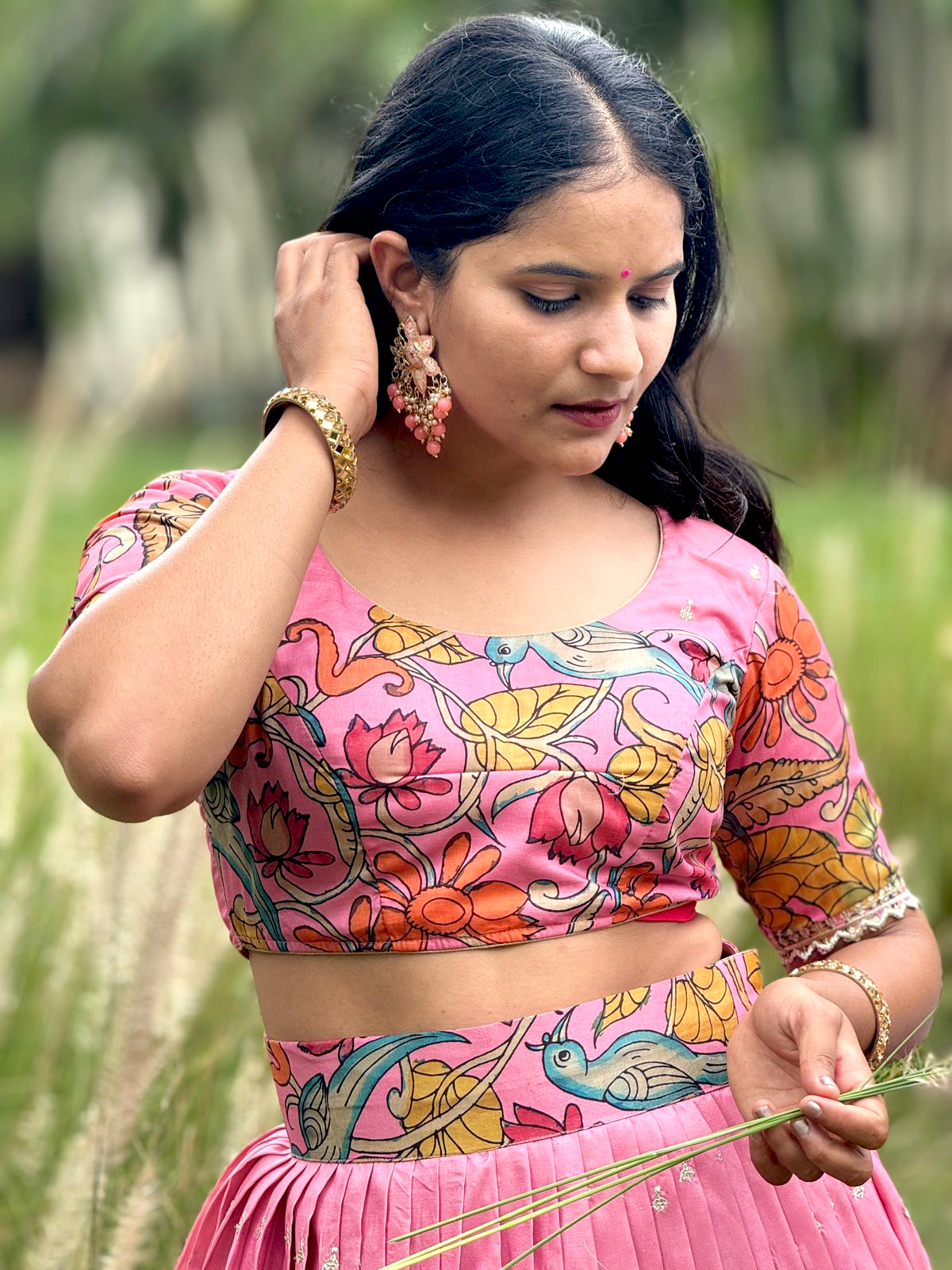 Radiant Light Pink Kalamkari Lehenga – Premium Handcrafted, Hand-Printed Luxury Attire