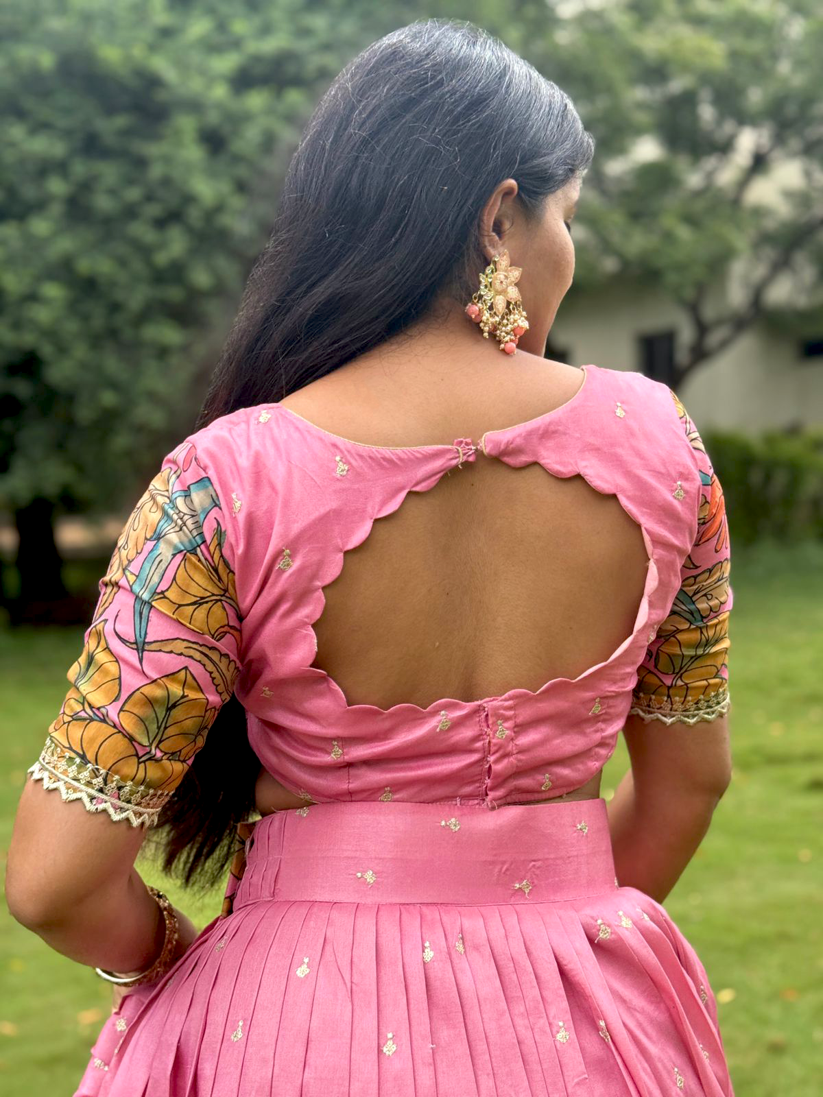Radiant Light Pink Kalamkari Lehenga – Premium Handcrafted, Hand-Printed Luxury Attire
