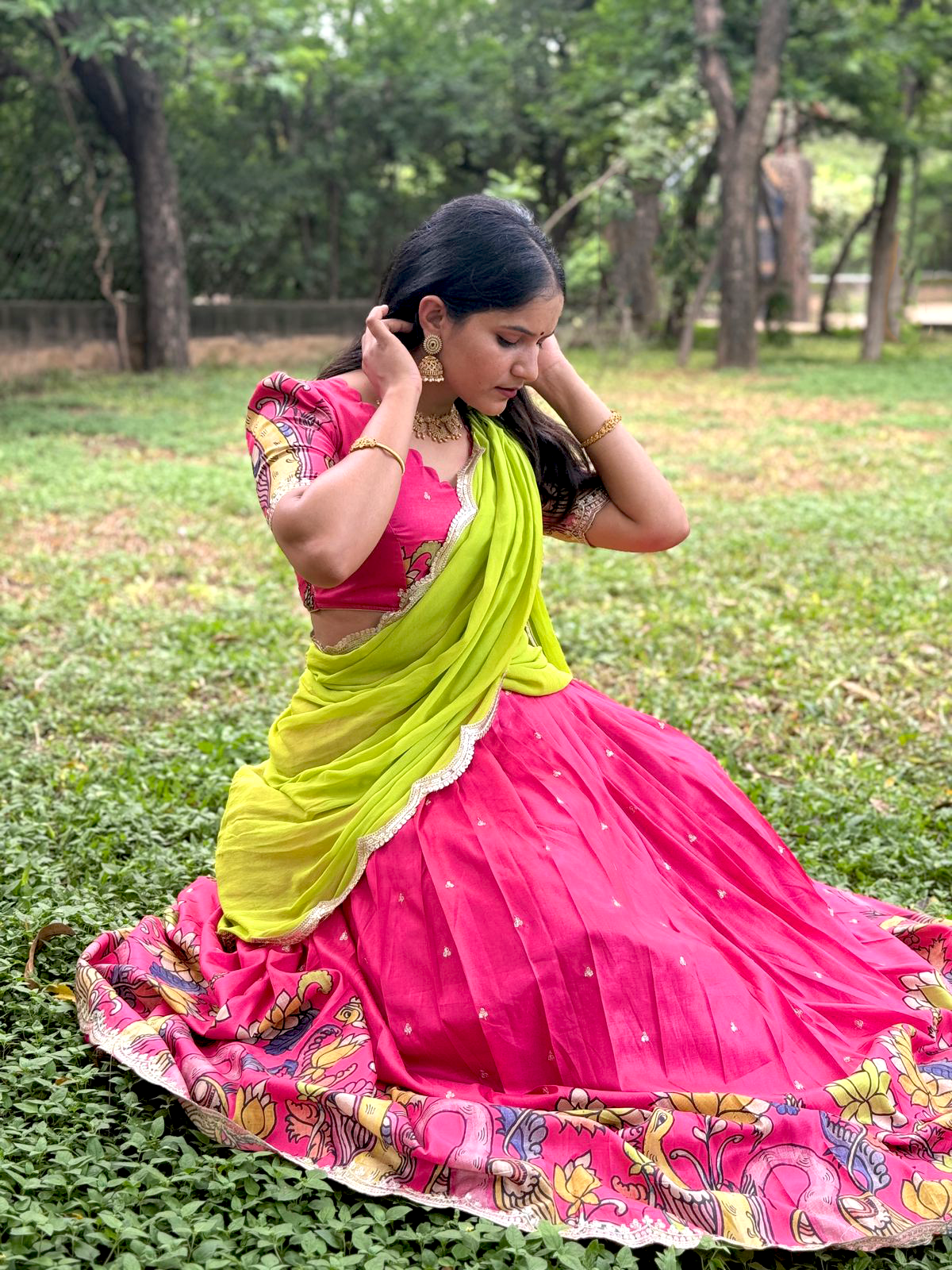 Exquisite Handcrafted Kalamkari Lehenga – Luxury Hand-Printed, Artisan-Made Festive Attire