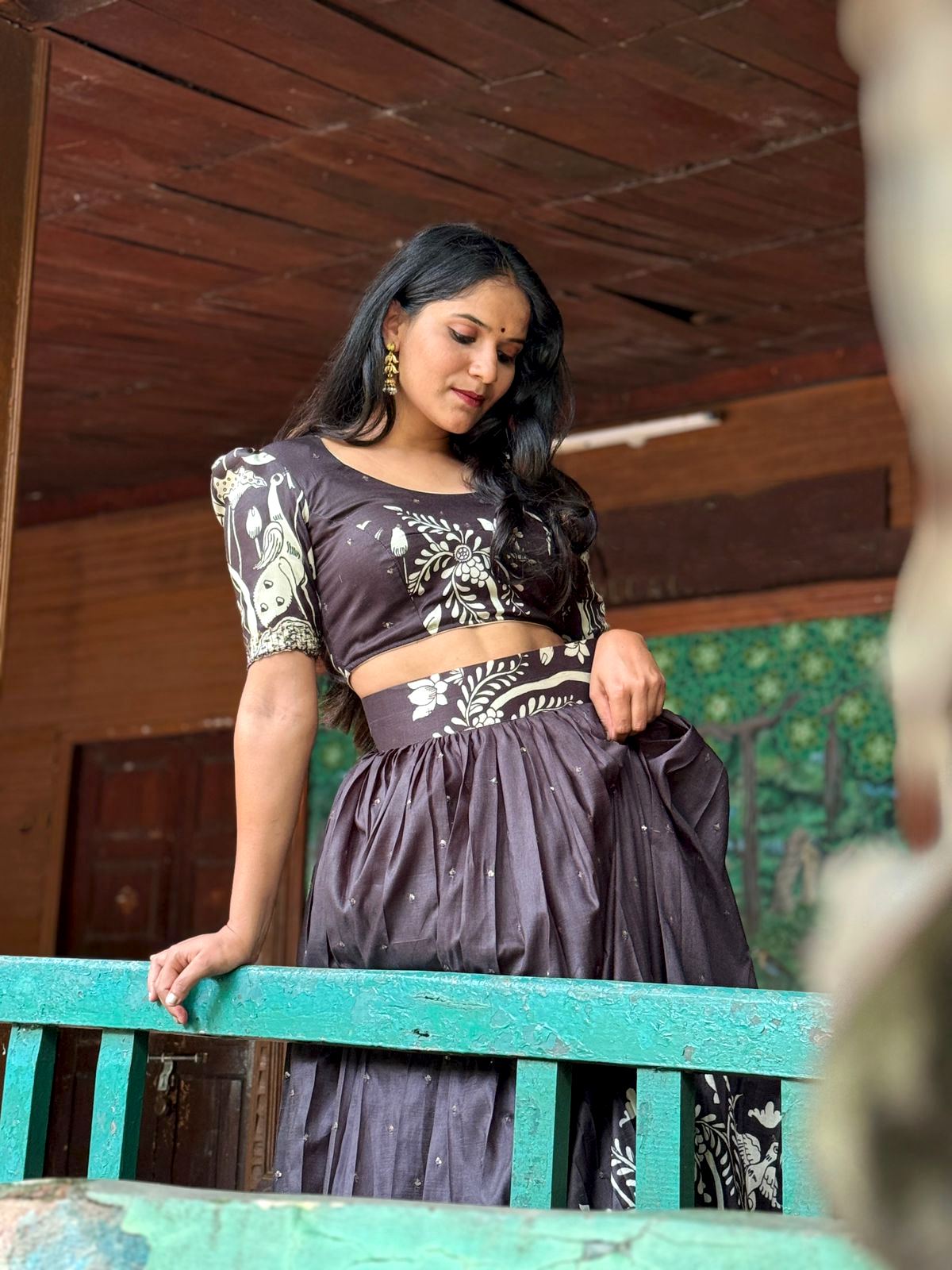 Handcrafted Black Kalamkari Lehenga – Luxury Handwoven, Handprinted Artistry