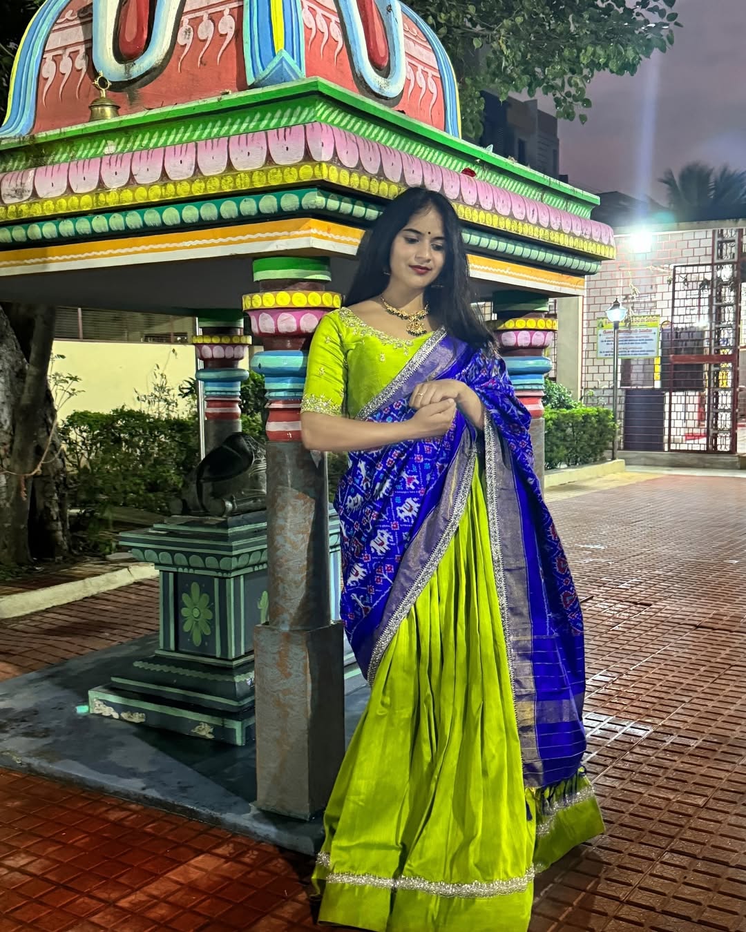 Elegant Green Raw Silk Lehenga with Ikkat Patan Patola Dupatta and Maggam Blouse