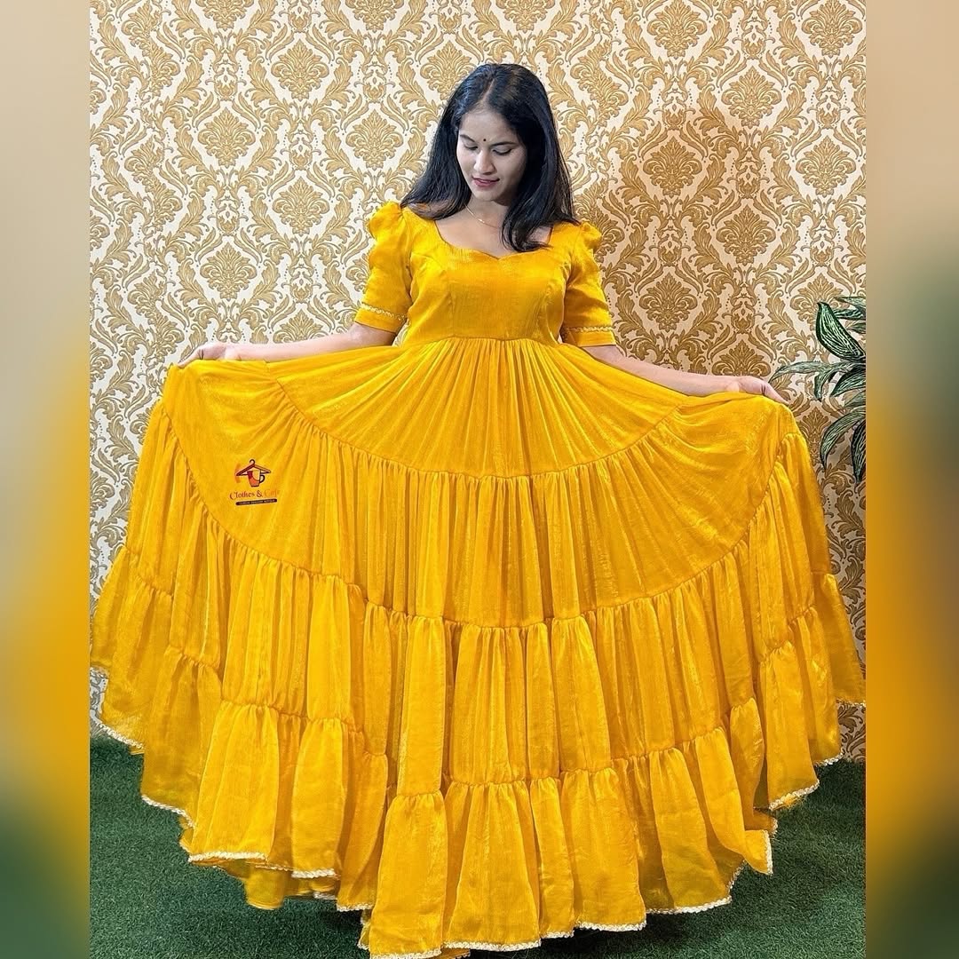 Marigold Flared Double Gera Dress