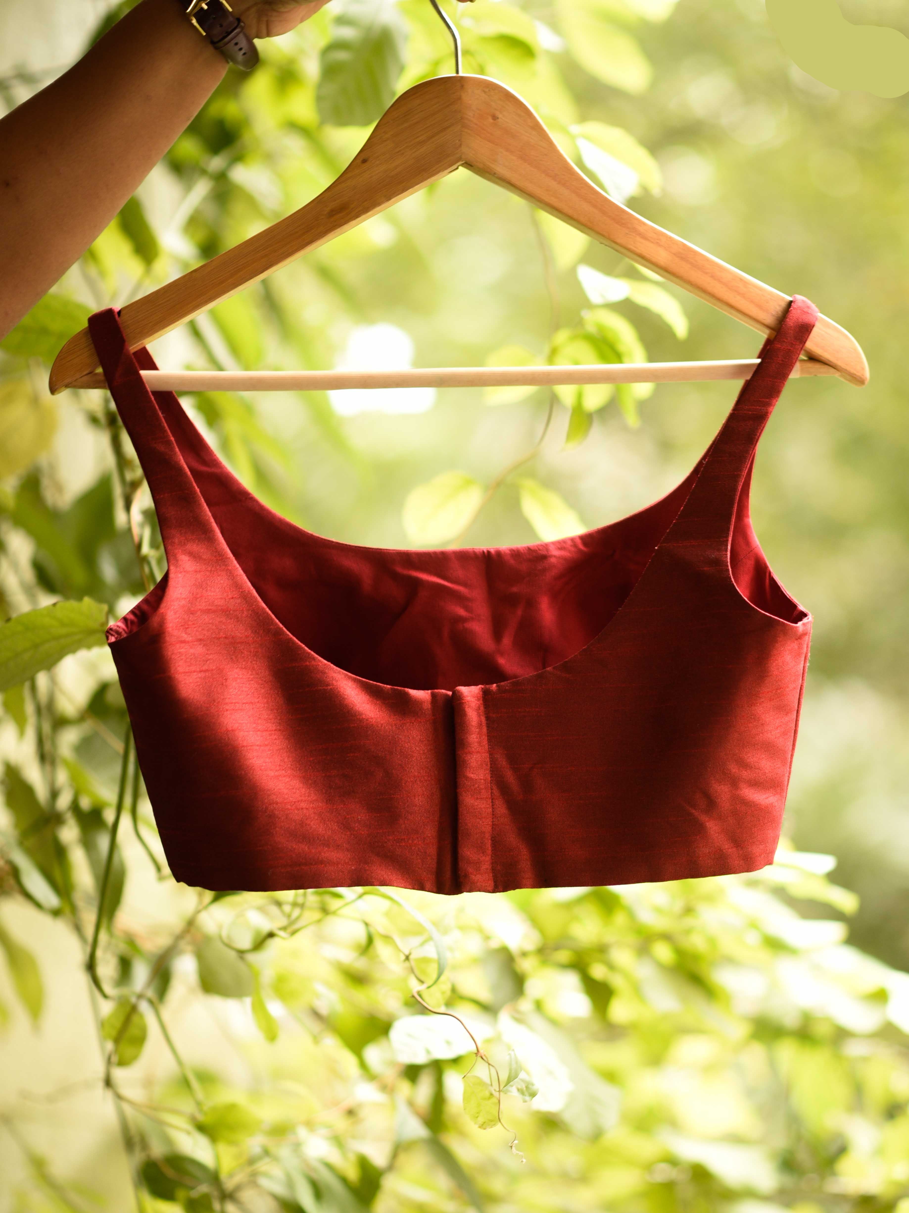 Minimal Padded Red Blouse – Slaveless Boutique-Made Elegance - Raw Silk