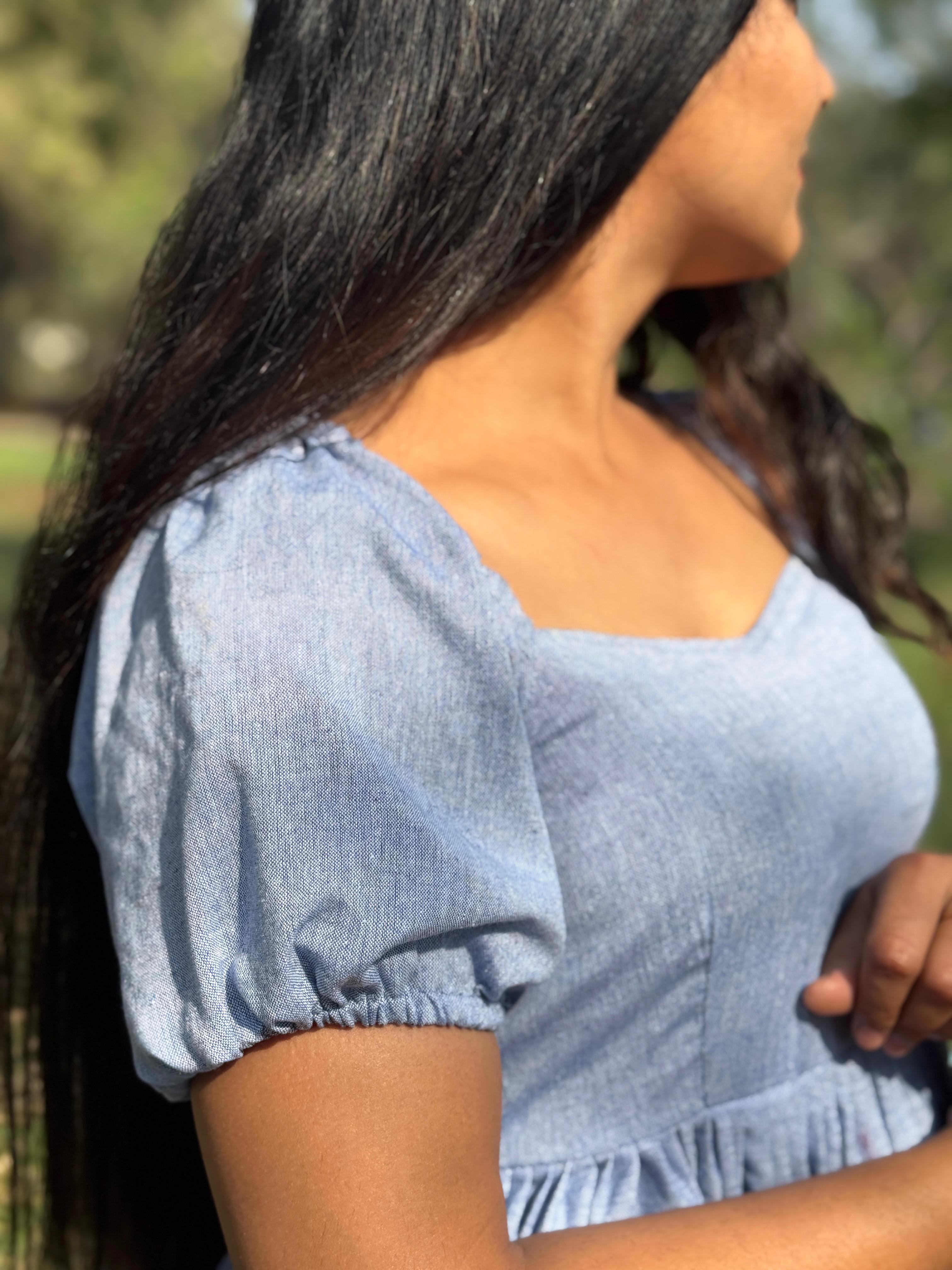 Light Blue Cotton Maxi Dress – Effortless Everyday Comfort, Handcrafted Chic
