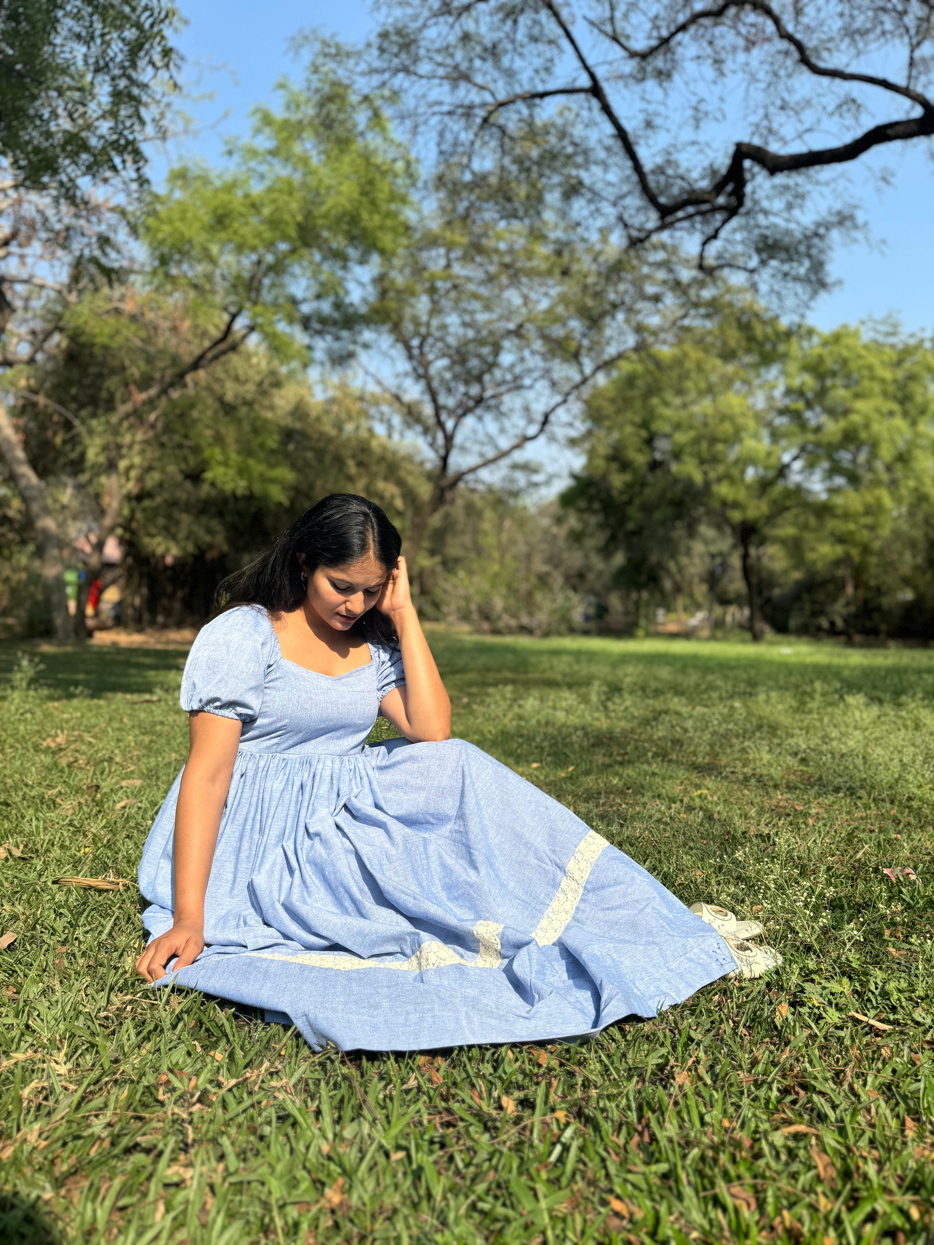 Light Blue Cotton Maxi Dress – Effortless Everyday Comfort, Handcrafted Chic