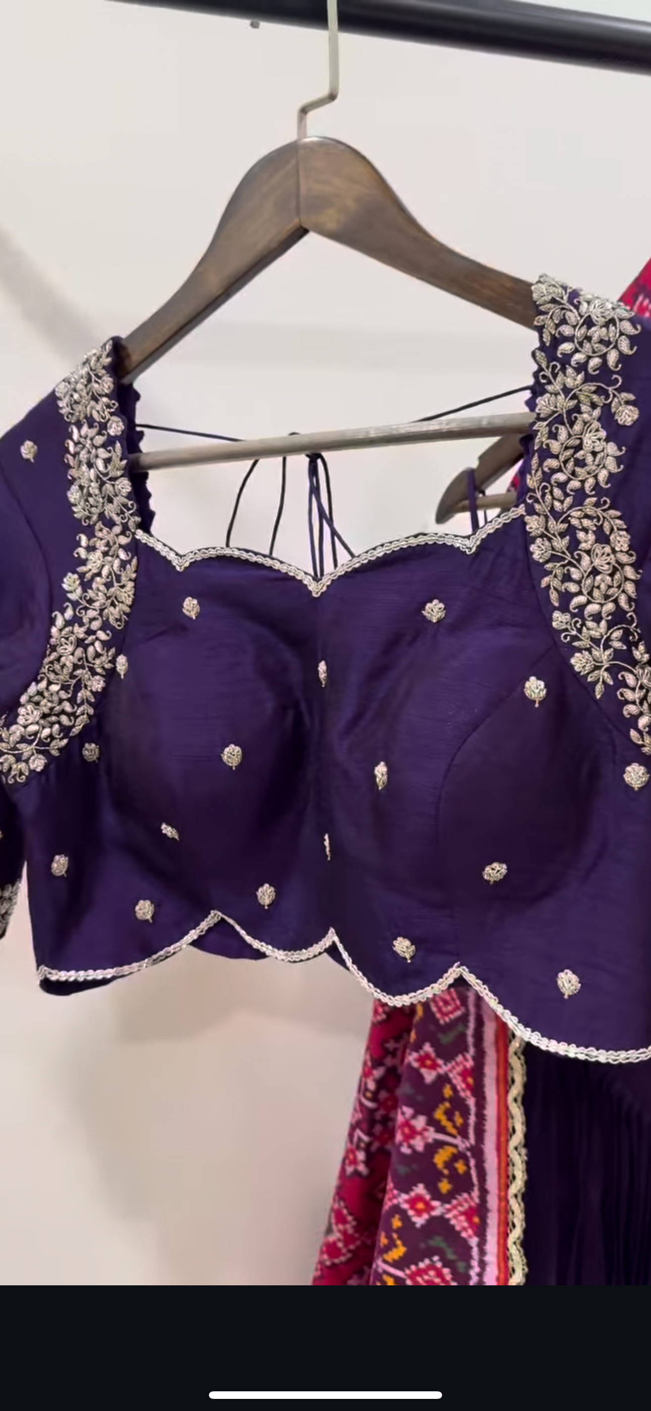 Purple Raw Silk Lehenga with pink Ikkat Patan Patola Dupatta and Maggam Blouse