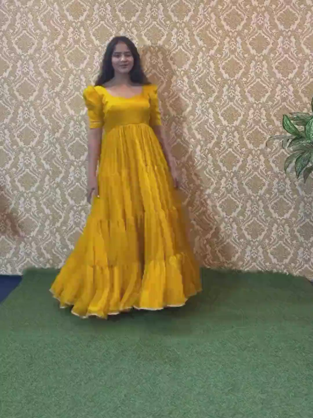 Marigold Flared Double Gera Dress